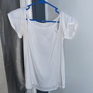 White Cold Shoulder Top